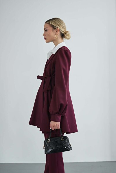 Molly Nelly Women's Side Tie Scuba Hijab Blouse Pants Set