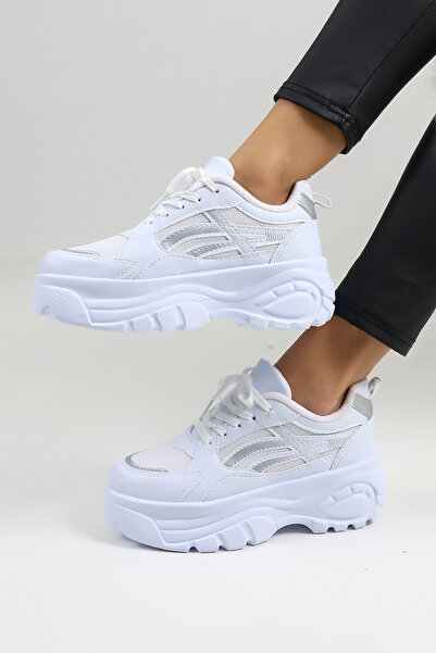 Encool Λευκά Γυναικεία Αθλητικά Παπούτσια Casual – Ψηλή σόλα, Μοντέρνο και Κομψό Σχέδιο Αθλητικών Παπουτσιών