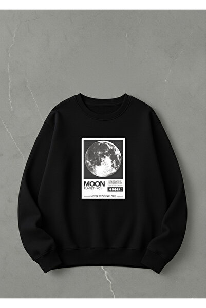 LORVEX Оверсайз унисекс суитшърт с качулка и принт MOON POSTER