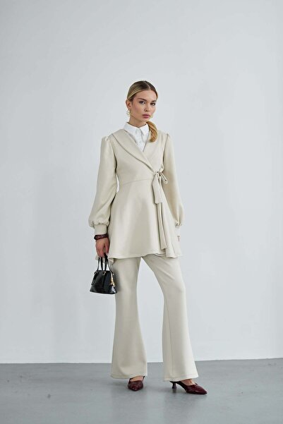 Molly Nelly Women's Side Tie Scuba Hijab Blouse Pants Set