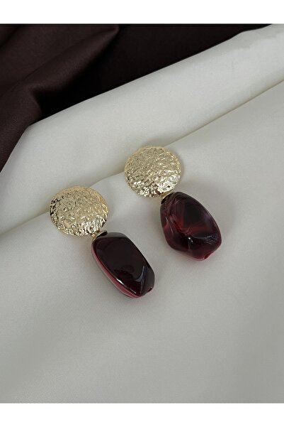 Twinssis Accessories أقراط ذهبية من الأكريليك مقطوعة من الحجر الطبيعي