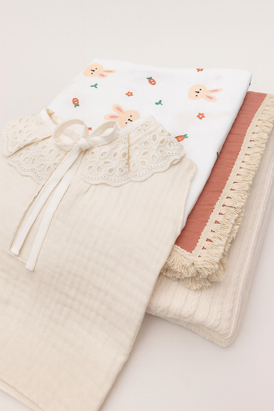 nelcollection 4-Layer Muslin, 2-Layer Muslin, Knitted Pique, Blanket, 4-Layer Muslin Baby Vest, Newborn Set