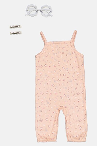 English Laundry Toddlers Girl 3 Pieces Jumpsuit, Sunglasses And Hair Clip Set, Multicolor