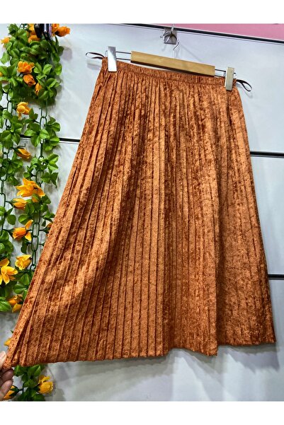 edu collection Velvet Pleated Midi Length Lined Skirt