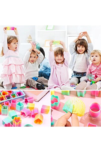 REZZOSS 12 قطعة من ألعاب رينبو سبرينغز سلينكي على شكل نجمة على شكل قلب ودائرة وزهرة للأطفال والكبار