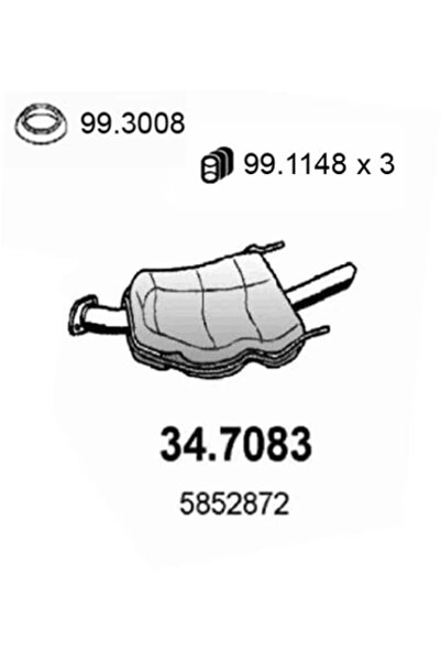 ASSO Toba Esapament Finala Opel Vectra B Vauxhall Vectra