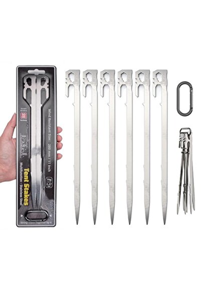 Generic Tent Stakes,11 inch 6 Pcs Stainless Steel Heavy Duty Metal Pegs,2.47 ...