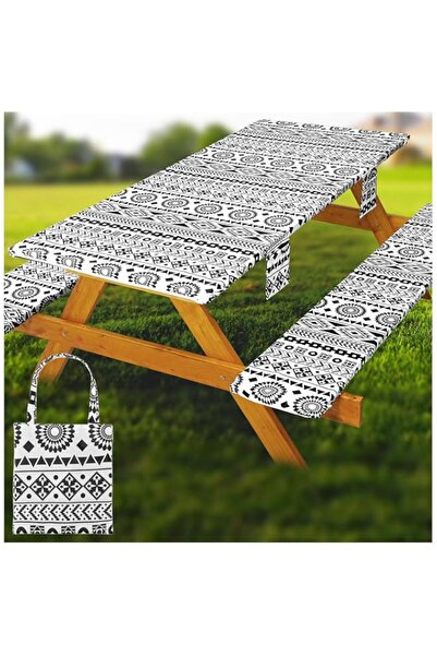 Generic Tazweeq Picnic Table Cover, with Bench Covers Vinyl Elastic Edges Fit...