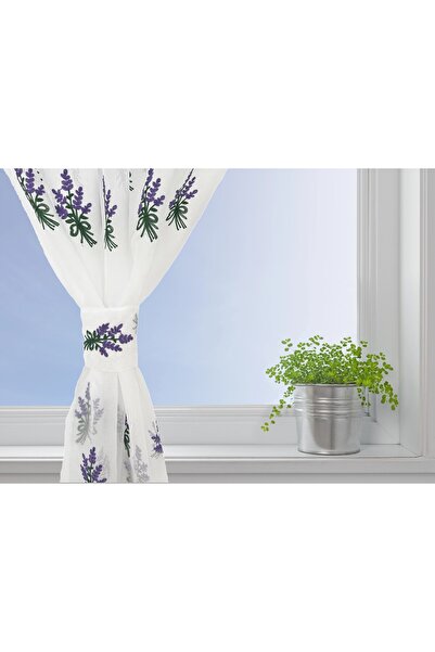 OEM Kitchen curtain, 130x130 cm, with drapery, lavender, white/purple