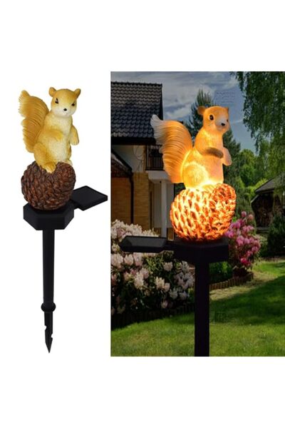 Generic Solar Energy Pinecone Squirrel Light, Garden Decoration Resin Cute An...