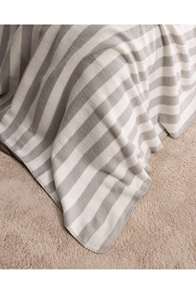 Madame Coco Parennes Çift Kişilik Pamuklu Jakarlı Battaniye - Gri