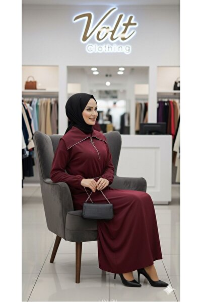 VOLT CLOTHİNG Hijab Dress with Belt Accessory Detail