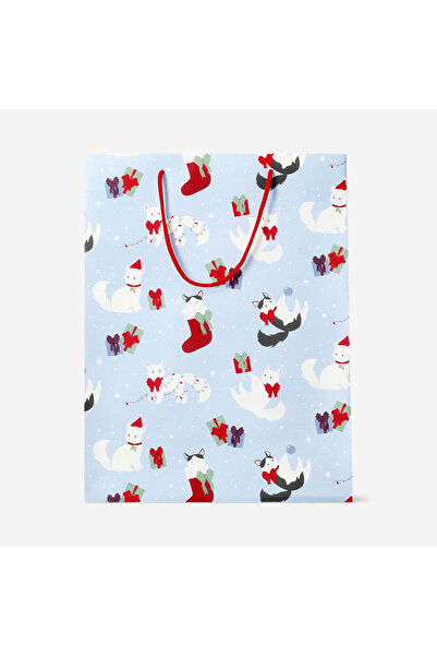 Flying Tiger Copenhagen Yılbaşı Temalı Kedi Desenli Hediye Çantası