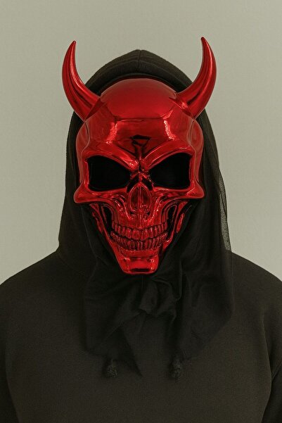 Genel Markalar Kırmızı Şeytan Boynuzlu Kuru Kafa Korku Maske - Kostüm Partileri , Costplay, Cadılar Bayramı