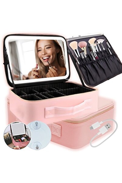 Galaxia Cosmetic Bag with LED Light, Adjustable Compartments, Large Capacity,...