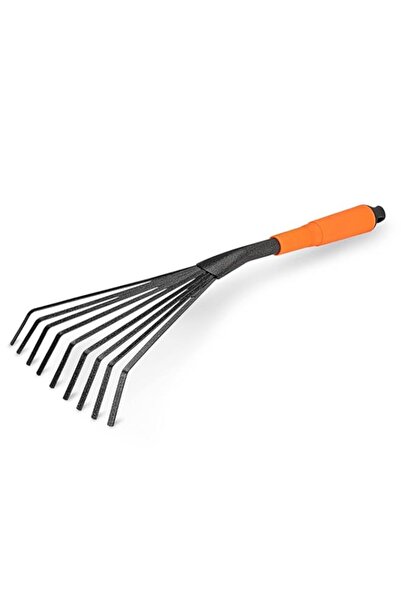 Generic Meccion Mini Garden Rake 16 Inch 9 Root Steel Hand Fan Leaf Rake with...