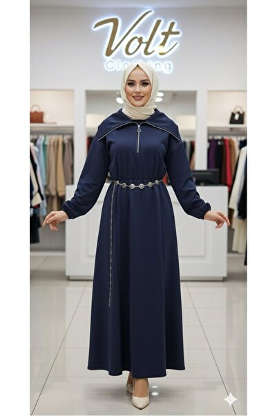 VOLT CLOTHİNG Hijab Dress with Belt Accessory Detail