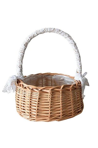 Generic Picnic Basket Flower Basket Lace Design Decoration With The Food Bask...