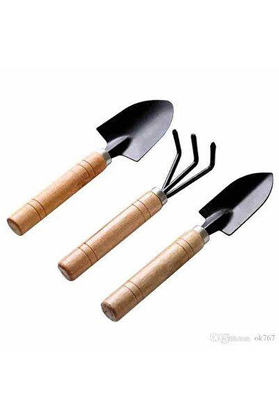 Generic 3 Pcs Mini Garden Tools With Wood Handle Cultivator, Small Trowel, Fo...