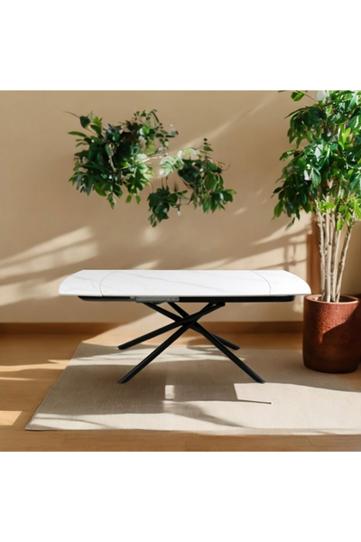 micasa High-Quality and Durable Rock Board Extendable Dining Table