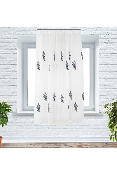 OEM Kitchen curtain, 130x145 cm, with drapery, lavender, white/purple