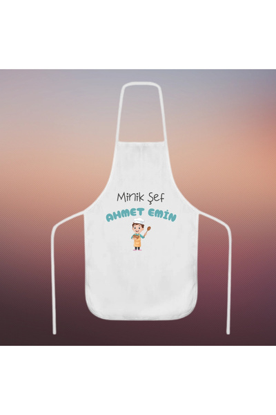 Atatuğ Hediyelik Minik Şef İsimli Çocuk Mutfak Önlüğü | İsme Özel Baskı | Polyester Kumaş, Dayanıklı Süblimasyon Bask