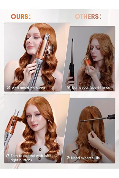 MYWORLD SHEGLAM Automatic Curling Iron 1′′/25mm with 3 Temperatures Fast Heating, 2-Way Rotation,