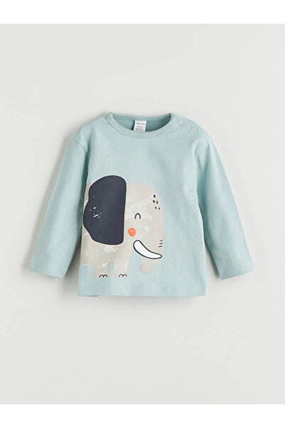 LC Waikiki LCW baby Mavi YEBU Bisiklet Yaka Baskılı Erkek Bebek Pijama Takımı 2'li