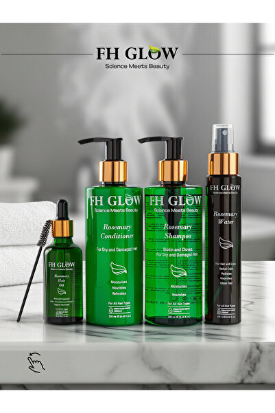 FH GLOW Rosemary Saç Bakım Seti – Şampuan, Saç Kremi, Saç Yağı & Biberiye Suyu