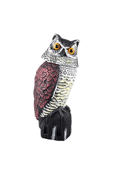 Generic Realistic Owl Decoy with Rotating Head for Garden Protection