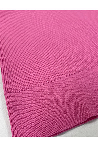 Digz fashion Pembe Fitilli Düz Uzun Triko Etek