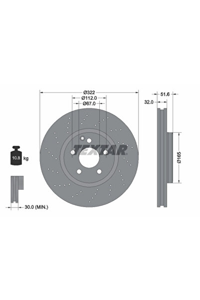 TEXTAR Спирачен диск за Mercedes-Benz CLS