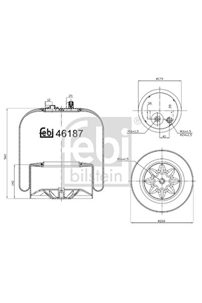 FEBI BILSTEIN Burduf, Suspensie Pneumatica Mercedes-benz Actros Mp2 / Mp3 200...
