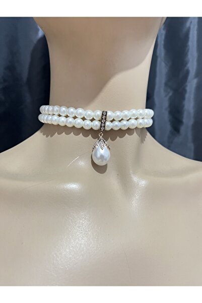 ZEYTUN AKSESUAR İnci tasma kolye damla inci