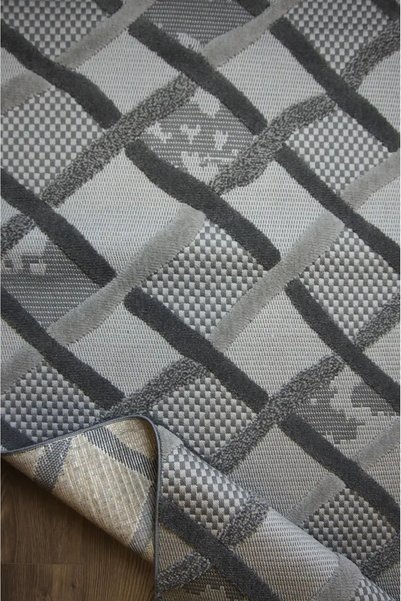 aren.HALI Airan Modern Antrasit Polyester Makine Halısı