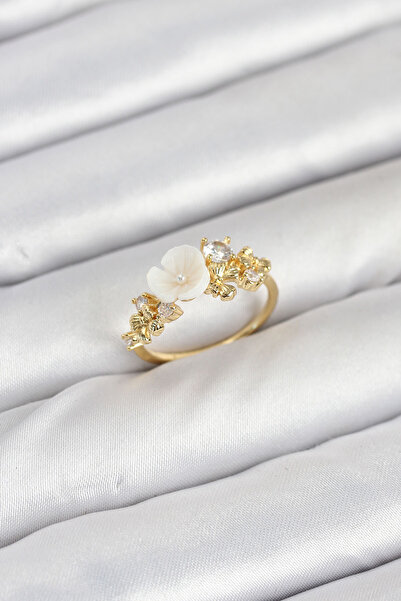 Skygo Brass Gold Color Flower Model Zircon Stone Women's Ring - Tj-Byk3878