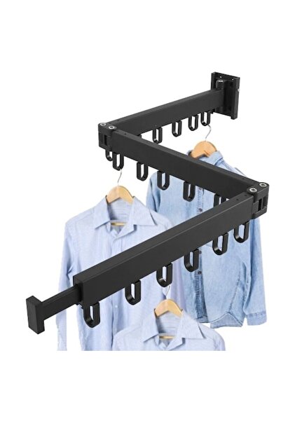 WELSMAR Suport Uscare Haine Pliabil si Retractabil cu Carlige pentru Balcon, Baie, 127 cm, Negru