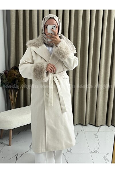 MODA AKGÜN ΠΑΛΤΟ ΜΕ ΛΕΠΤΟΜΕΡΗ ΦΟΡΜΑ ΜΕ ΤΟΥΡΜΠΟΥΡΟ