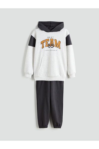 LC Waikiki Lcw Kids Gray Hooded Boys Tracksuit Set