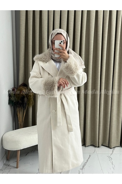 MODA AKGÜN ΠΑΛΤΟ ΜΕ ΛΕΠΤΟΜΕΡΗ ΦΟΡΜΑ ΜΕ ΤΟΥΡΜΠΟΥΡΟ