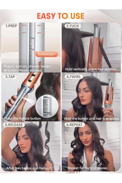 MYWORLD Automatic Curling Iron 1′′/25mm with 3 Temperatures Fast Heating