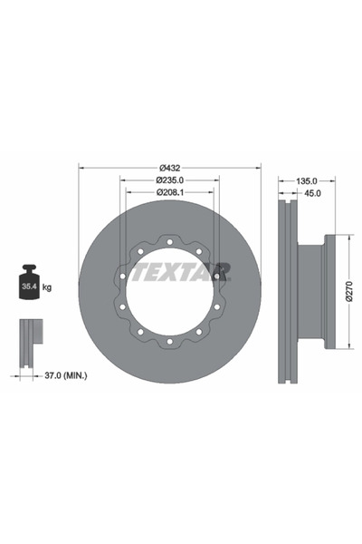 TEXTAR Дискови спирачки Man F2000/Lion´s Coach/Tgs 1
