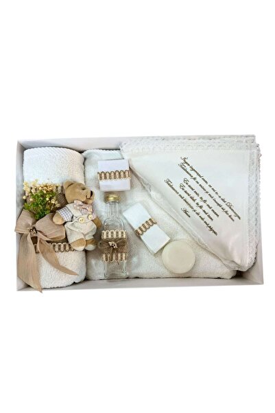 KidsMagazin Set rustic de binecuvântare pentru bebeluși cu ursuleț și flori u...