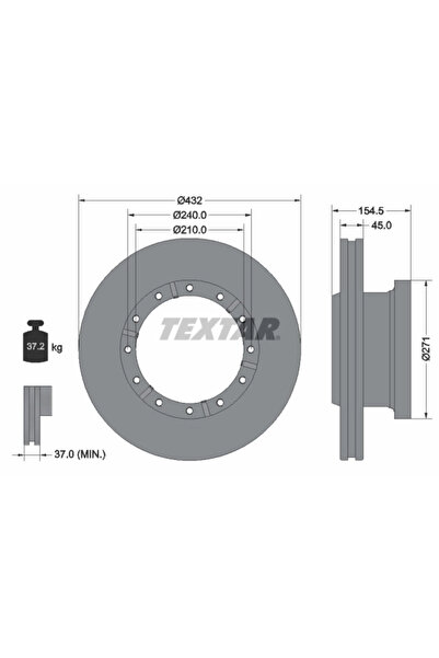 TEXTAR Set Discuri Frana Iveco 10-Way/S-Way 2001-2019