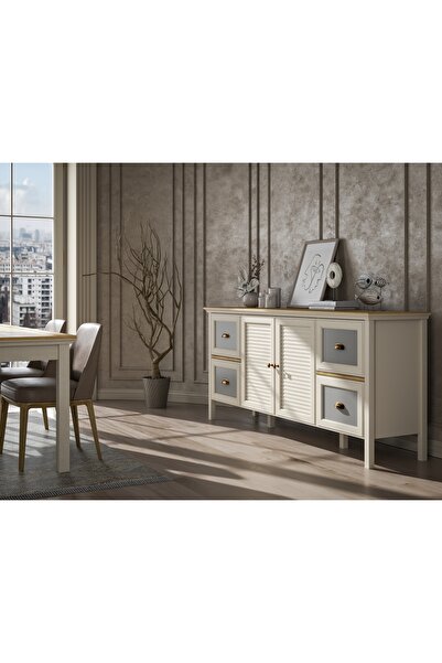 Sakura Ahşap Hunerika Valeni Premium 2 kapak 4 Çekmeceli konsol- Minifiks - aytaşı/legnano