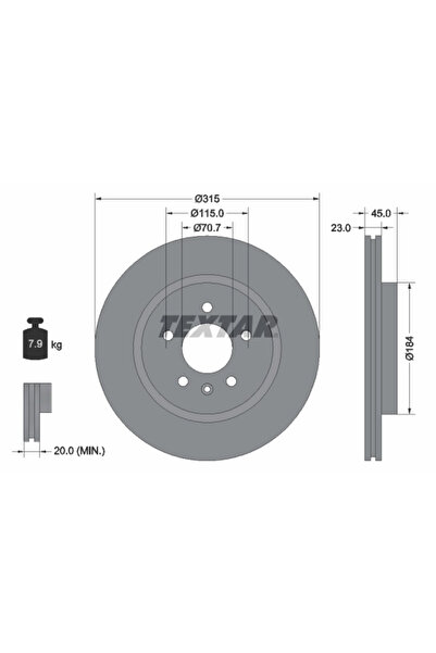 TEXTAR Set Discuri Frana Opel Zafira Tourer C Vauxhall Zafira Model 3 2011-2019