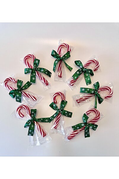 SPİL El Yapımı Kurdeleli Baston Şeker (5 ADET)– Yılbaşı Hediyesi ve Süsleme İçin Özel Tasarım