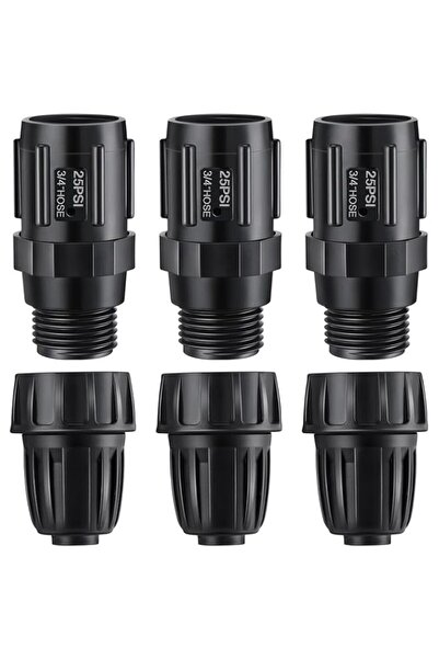 Generic 6 Pcs 25 PSI Drip Irrigation Pressure Regulator Faucet Adapter Kit, 3 Pcs 3/4" FHT x 3/4'' MHT Pres