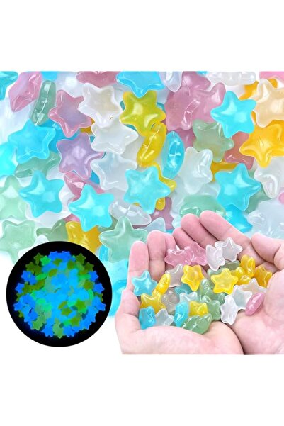 Generic Tazweeq 100Pcs Glow Rocks Glow in The Dark Pebbles Star Shaped Garden...