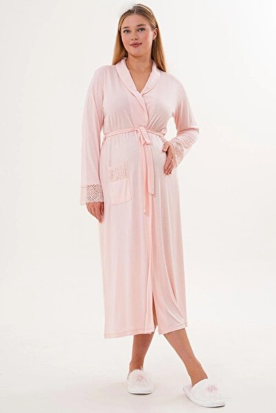 By Mecit Pijama Maternity Gauze Detailed Long Sleeve 3-Piece Pajama Set with Dressing Gown 65% Cotton 35% Viscose